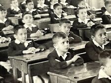 ZJ Photograph Group School Class Photo Boy Students Wood Desks 1940-50's picture