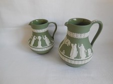 Two Wedgwood Sage Green Jasperware Etruscan Jugs picture
