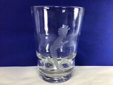 Z55 Vintage Antique  1940s  Cut Figure Crystal Clear Signed Glass Vase picture