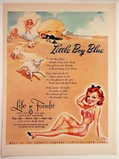 Vintage 1940s Formfit Lingerie Ad Pin Up Art Little Boy Blue Chicago NY picture
