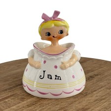 Vintage MG Dolly Girl Jam Jar Holt Howard Pixieware Era Condiment Holder picture