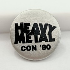 Vintage Heavy Metal Magazine Con '80 Pinback Button Rare 1980 Fantasy Comic Pin picture