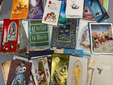 lot of 100 Vintage Christmas Greeting Cards Religious 1940s-1960s MID CENTURY picture