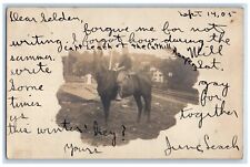 1905 Man Horse Catskill Rangers Brooklyn New York NY RPPC Photo Postcard picture