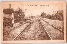 VINTAGE B & O DEPOT CRESTON OHIO RAILROAD TRACKS WAGNER POSTCARD PP picture