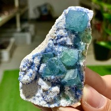 76G NATURAL blue green cubic fluorite mineral crystal sample/China picture