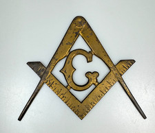Masonic Symbol Square and Compass Vintage Brass Freemasonry Symbol picture
