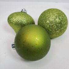 Vintage 1990s Lime Green Christmas Holiday Ball Ornaments 2.25 Inch LOT OF 9 picture