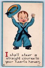 Little Boy Postcard Sampson Hat I Shall Steer A Straight Course To Your Heart's picture