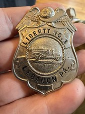 Vintage Liberty Fire Company No. 3 Volunteer Fireman Badge (Lebanon, PA). picture