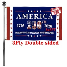 Jayus Double Sided 250th Anniversary American USA Flags 3x5 Outdoor- Vivid Co... picture