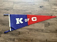 Vintage Knights Of Columbus 50s Pennant Rare Red Blue picture