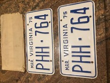 1975 Virginia PAIR License Tags Plates. PHH-764 Va. New NOS picture