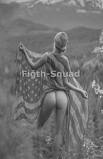 WW2 Picture Photo Pinup with American Flag 7783 picture