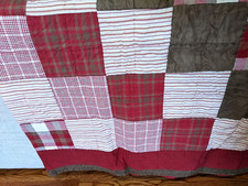 Vintage Woolrich Patchwork Quilt w/Cranberry Faux Suede 92