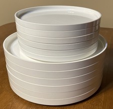 Set of 12 Vintage Heller Massimo Vignelli White Stackable Plates Made In Italy. picture