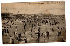 Bathing Scene, South Beach, Staten Island NY postcard, pm 1911 - see scans picture