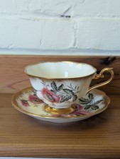 Vtg Royal Albert Highland Pink Thistle Tea Cup Saucer Flower Gold Trim England picture