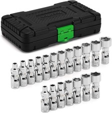 19PC Universal Joint Socket Set 1/4 Drive Swivel 6-Point Metric SAE CR-V Tool US picture