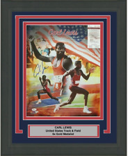 FRAMED Autographed/Signed CARL LEWIS USA Track 9x Gold 16x20 Photo JSA COA picture