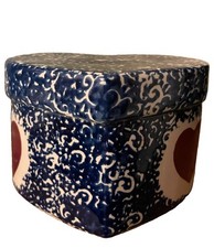 Vintage Blue- And White SpongeWare Trinket Box picture