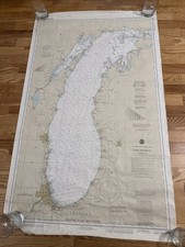 Vintage Nautical Chart Lake Michigan Fishing Map Traverse Bay Sailing Chicago picture