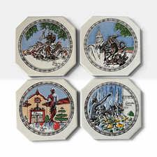 Vintage 1986 C Payne Creations Kansas City Country Club Plaza Art Tiles Set of 4 picture