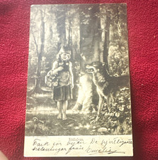 Vtg Postcard Little Red Riding Hood Forest Fantasy Lithograph 1901 picture