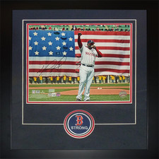 David Ortiz Autographed Boston Red Sox (Boston Strong Speech) Deluxe Framed 11x1 picture