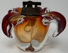 Vintage Amberina Art Glass Lotus Flower Table Lighter Japan Mechanism picture