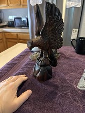 Vintage Hand Carved Wooden Eagle Bird Sculpture picture