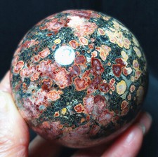 TOP 385.8G68mm Natural Polished Leopard print  Agate Stone Ball Healing  A2599 picture