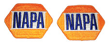 2 Vtg Yellow NAPA Auto Car Parts New NOS Cloth Advertising Hat or Jacket Patch picture