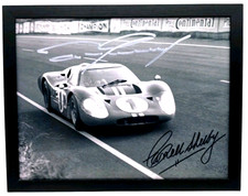 12X9.5 FRAMED 1967 LE MANS GT40 MKIV SIGNED CARROLL SHELBY & DAN GURNEY REPRO picture