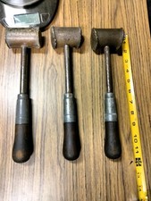 Vintage Lot of 3 Vintage Lutz File Company Brass Hammer Mallet Almost 3 Lbs picture