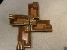 Vintage MCM Stangl Pottery Ashtrays Granada Gold 1953 Ashtray Bridge Set of 4 picture