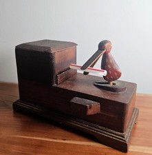 RARE Vintage Handmade Folk Art/ TRAMP ART Mechanical Cigarette Dispenser picture