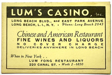 1938 LONG ISLAND, NY- LUM'S CASINO & LUM FONG RESTAURANT, CANAL ST, MANHATTAN,NY picture