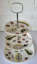 FAB RARE RETRO MIDWINTER STYLECRAFT STYLIZED FRUITS DESIGN THREE TIER CAKE STAND picture