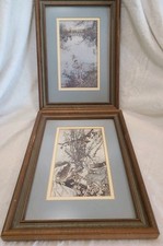 Pair Of Vintage Arthur Rackham Framed Print Fairy Princess Peter Pan 1976 London picture