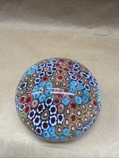 M Design Art Glass Mouth Blown Rainbow Ex Large Size Millefiori Paperwei... picture