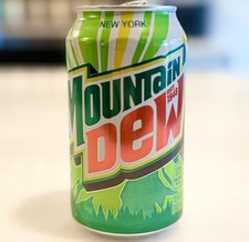 NEW YORK EMPTY Mountain Dew Soda Original Can USA NY Green Sugar Collectible picture