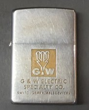 Super rare 1950s Vintage Zippo 5 Barrel Lighter w/ G & W Electric Advertising picture