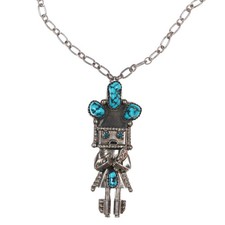 Doris Smallcanyon Navajo sterling Kachina pendant/pin w/Kingman turquoise picture