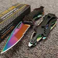 Tac Force Spring Assisted Rainbow Blade Tactical Rescue Pocket Hunting Knife New picture