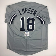 Autographed/Signed Don Larsen WS PG 10-8-56 New York Grey Jersey Beckett COA picture