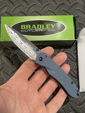 Bradley Cutlery Knives - Alias II - Blue Titanium Scales w/ a Damascus Blade. picture