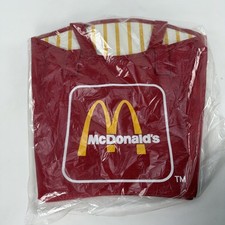 Vintage McDonald’s French Fry Red Canvas Tote Beach Bag Striped Vinyl Lining picture