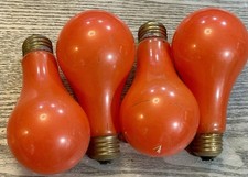 4 Duro Lite/Test Vintage Lightbulbs Orange 5” GE Style New Old Stock 60w picture