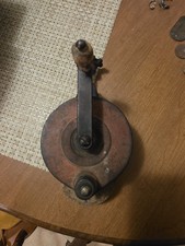 Rare Antique Bench Clamping Hand Crank Grinding Wheel picture
